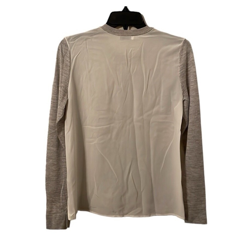 Equipment Femme Women's Gray Off‎ White Back Silk Cashmere Mix Top Size XS - Picture 4 of 5
